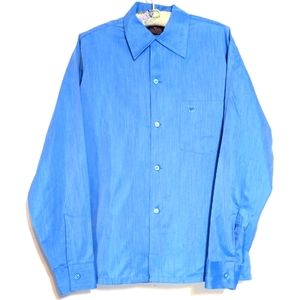 Towncraft Penneys PENN PREST Vintage 60s Button Up Long Sleeve Shirt Blue M